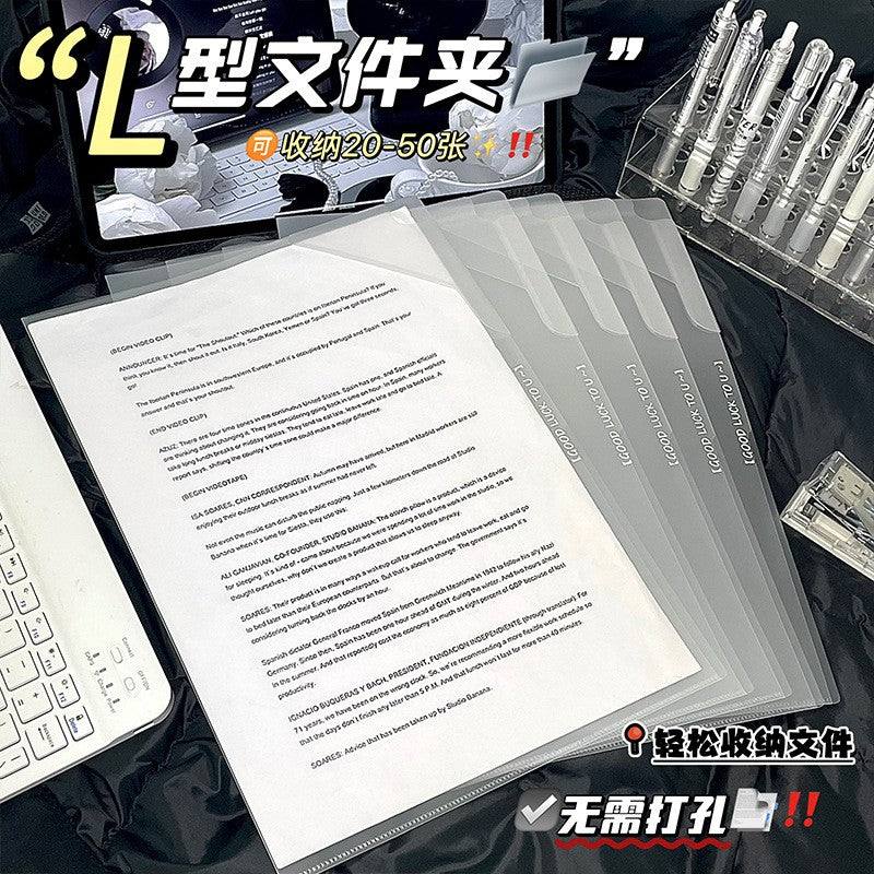 Upgraded A4 L-Shaped File Folder with Additional Tab, Single Page Document Jacket