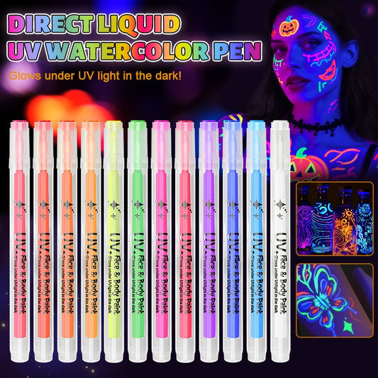 12 Colors UV Glow Face & Body Paint Markers