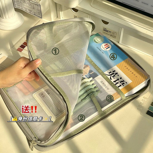 Vertical Style A4 Transparent Mesh Document Storage Bag