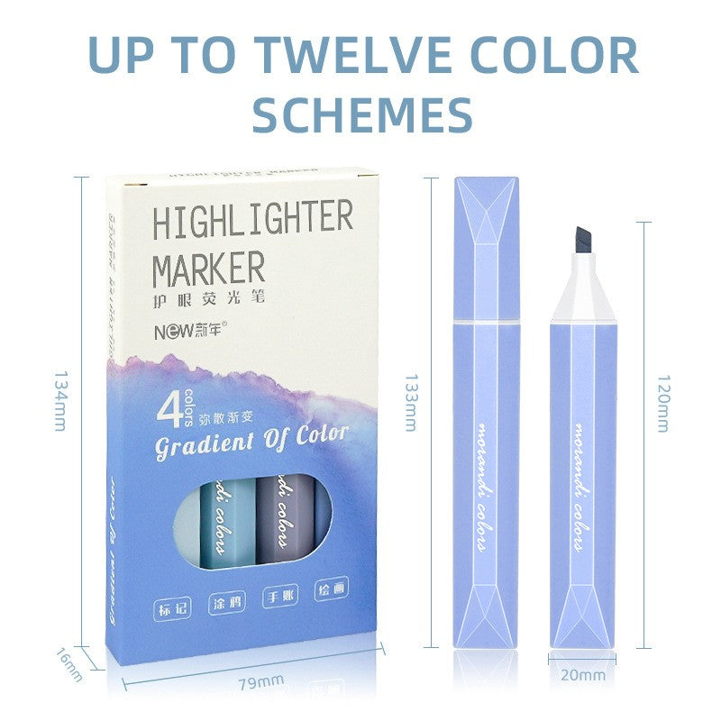 12 Colors Gradient Highlighters Water-Based Eco-Friendly Ink