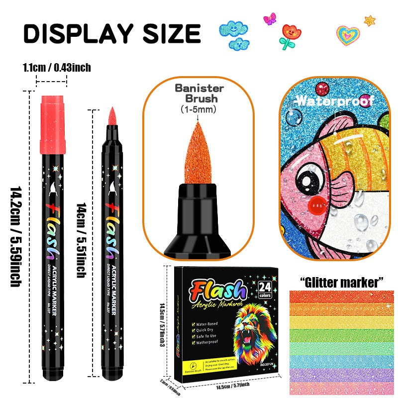 12/24 Colors Glitter Markers