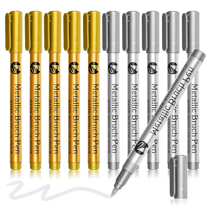 Gold & Silver Single Tip Metallic Highlighter Markers
