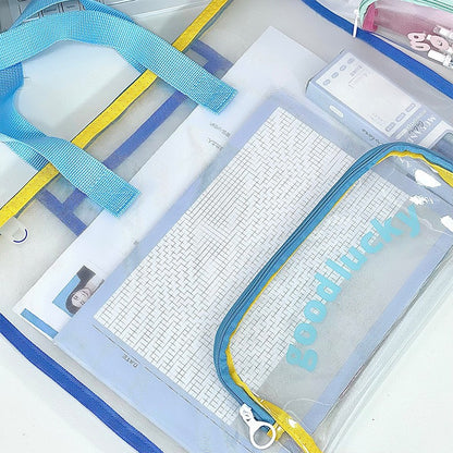 Horizontal Portable Mesh Nylon Document Pouch with Hand Strap