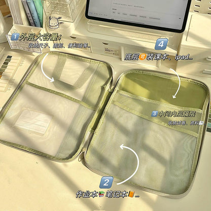 Vertical Style A4 Transparent Mesh Document Storage Bag