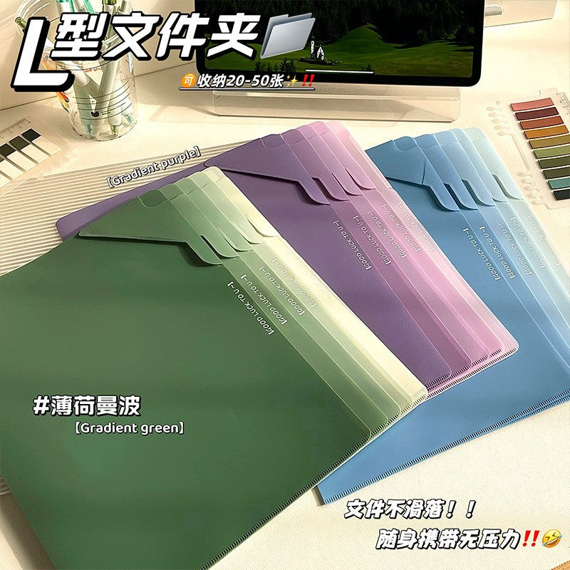 Upgraded A4 L-Shaped File Folder with Additional Tab, Single Page Document Jacket