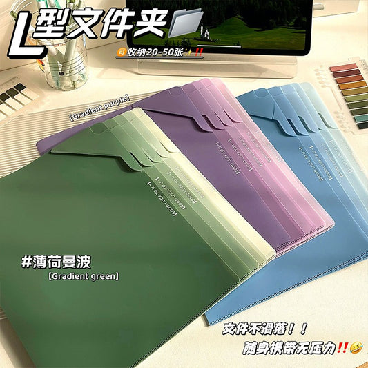 Upgraded A4 L-Shaped File Folder with Additional Tab, Single Page Document Jacket