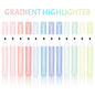 12 Colors Gradient Highlighters Water-Based Eco-Friendly Ink