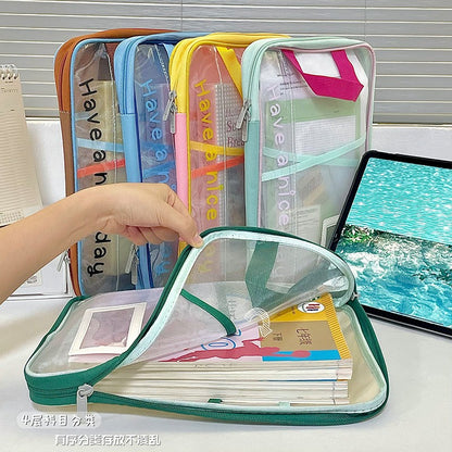 A4 Vertical Mesh File Bag, Portable Office School Organizer
