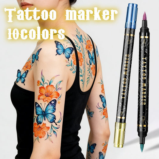 10 Colors Dual Tip Dual Color Temporary Tattoo Markers Non-Toxic Washable