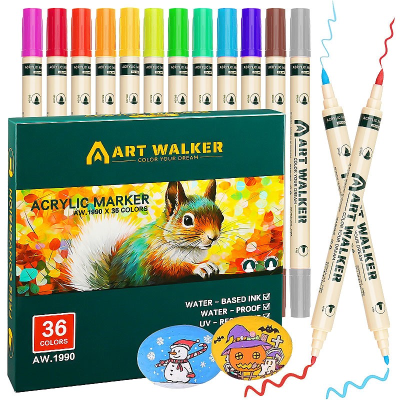 Dual Tip Acrylic Paint Markers, Broad & Fine Tips